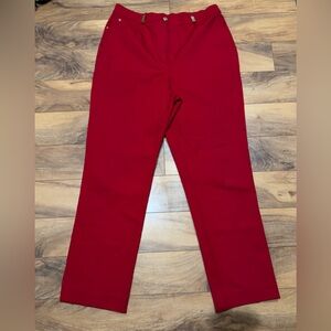 St. John Sport Pants Stretch Shaping Straight Leg Trousers, Red, Womens 14
